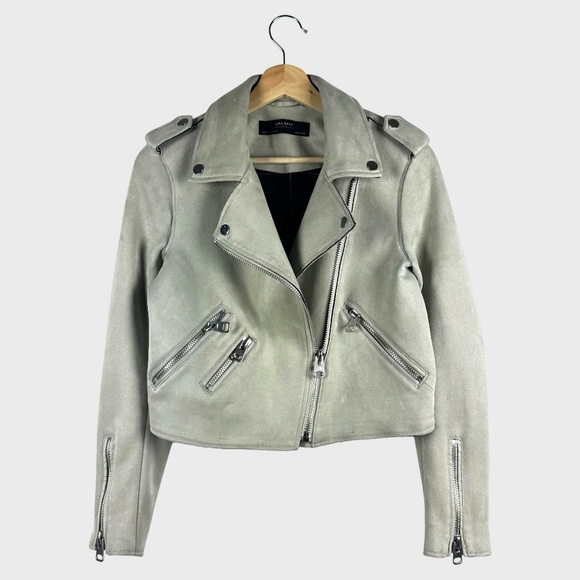 Zara Jackets & Blazers - Zara Basic Beige Faux Suede Moto Jacket